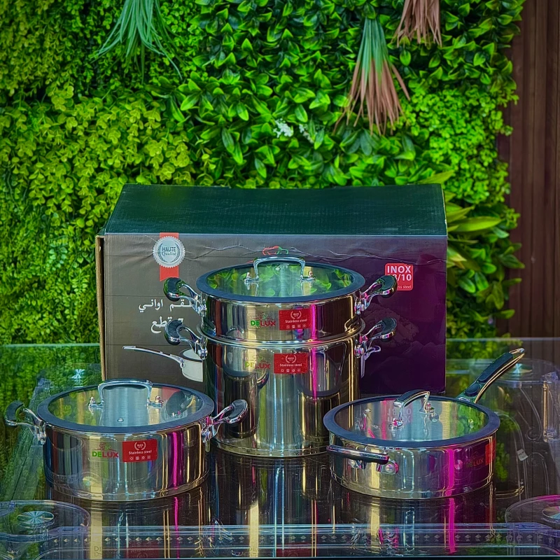 Batterie de cuisine en inox 18/10 – 7 pièces DELUX NOIR