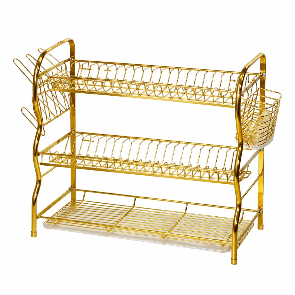 Égouttoir à vaisselle doré premium – 2 niveaux 62147