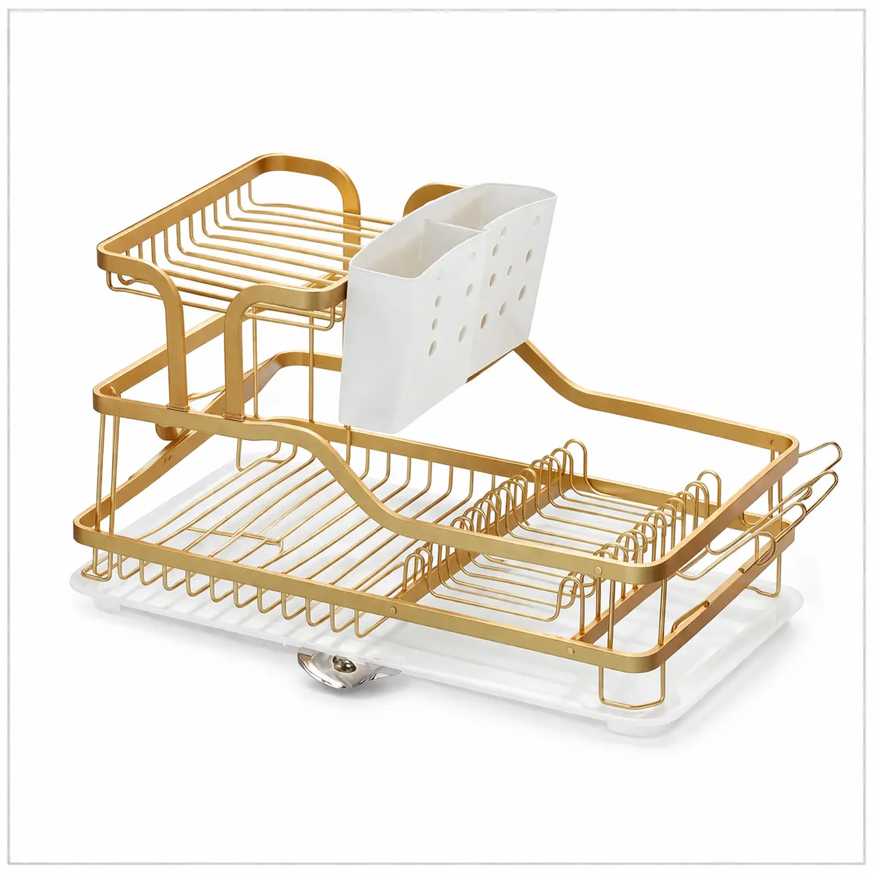 Égouttoir à vaisselle 2 niveaux en aluminium (doré) 62142