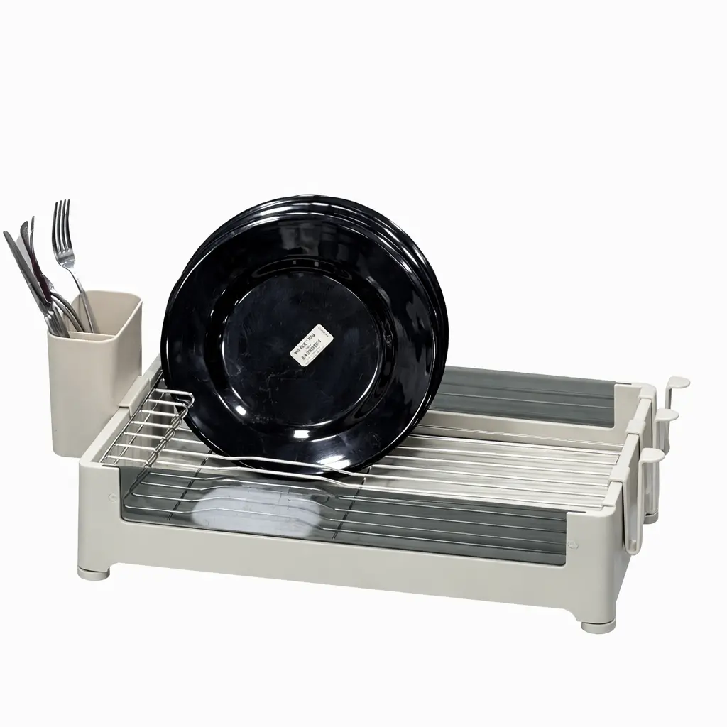 Égouttoir à vaisselle compact avec porte-couverts (design minimaliste) 62105